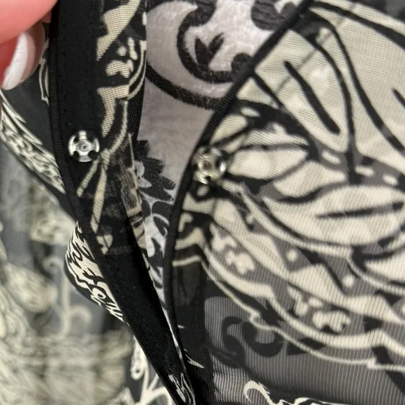 Cato Black Sheer Floral Tie Waist Chiffon Blouse Top Size L - Picture 10 of 11